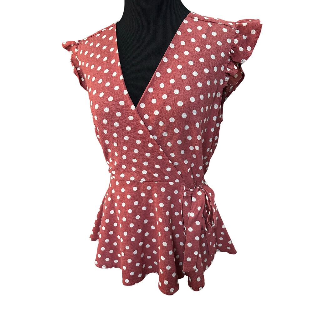 Super cute polka dot wrap top